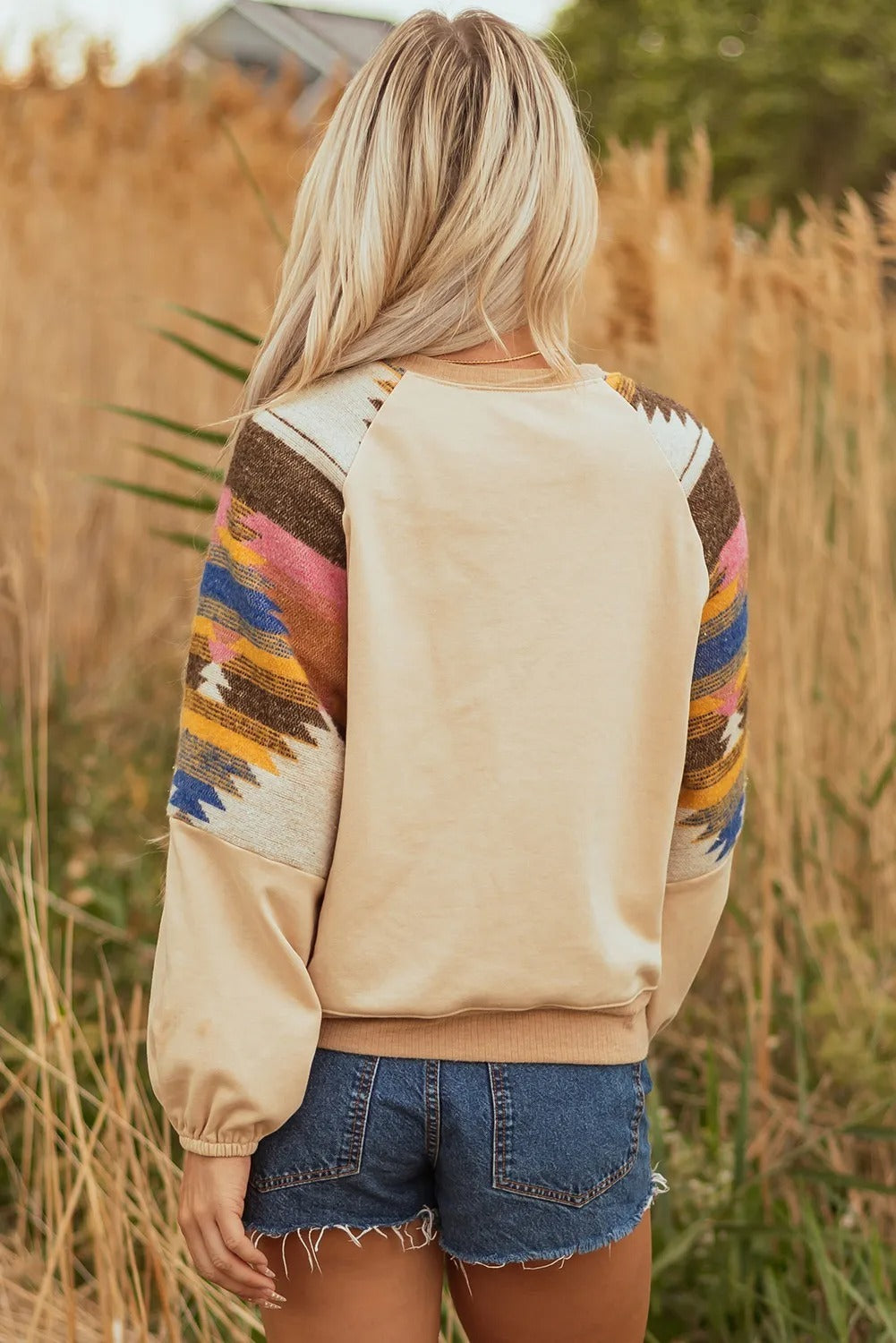 Women's Casual Color-Block Printed Loose-Fit Sweatshirt