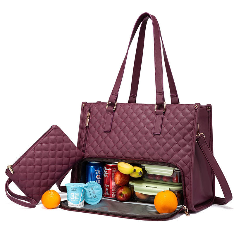 Convenient Commute New Lunch Bag Women's Insulated Lunch Box Women's Leak-proof Large Purse Diagonal Computer Storage