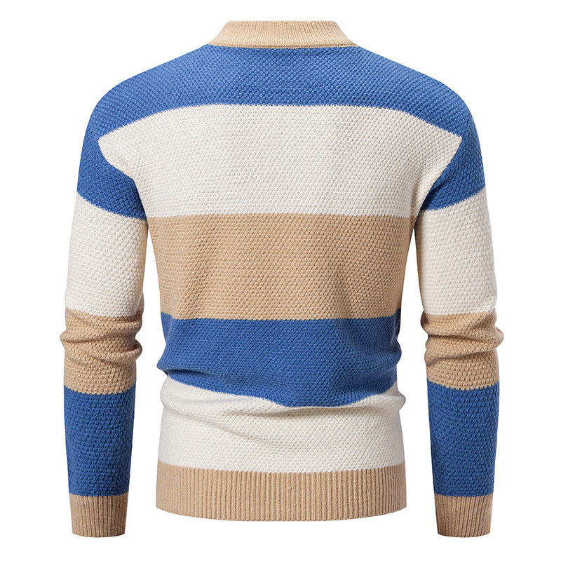 Men's Color-Matching Rhombus Twisted Sweater for Fall and Winter
