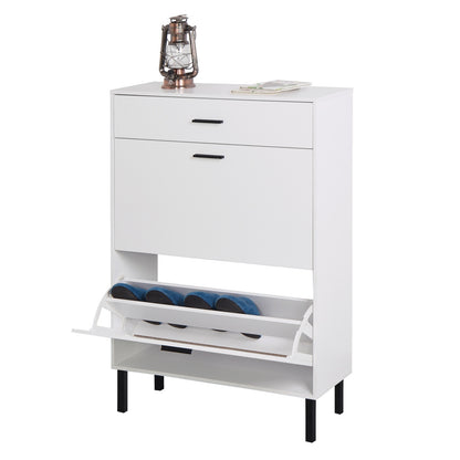 Modern Shoe Cabinet with Drawers & Metal Legs, Freestanding Storage Organizer