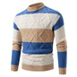 Men's Color-Matching Rhombus Twisted Sweater for Fall and Winter