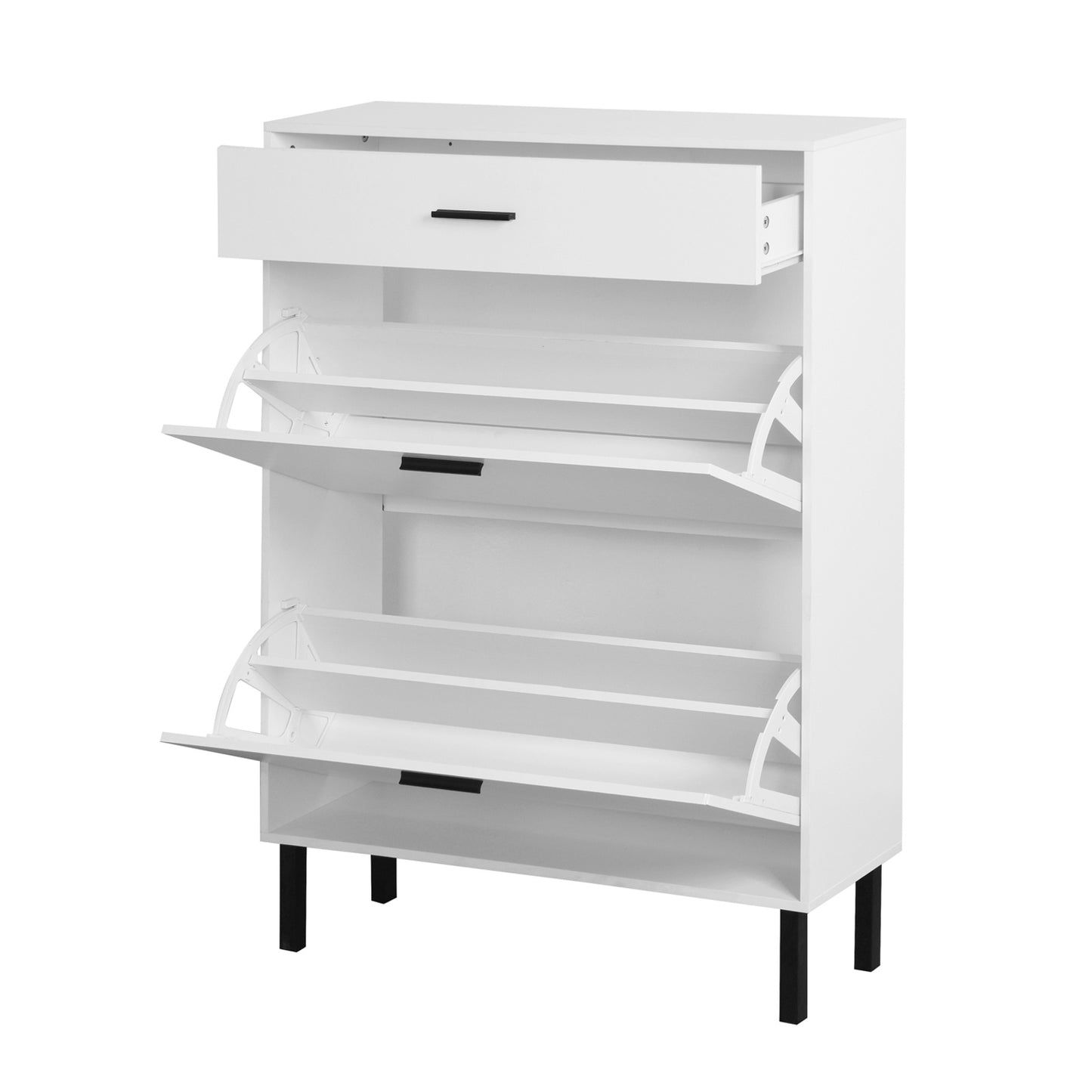 Modern Shoe Cabinet with Drawers & Metal Legs, Freestanding Storage Organizer