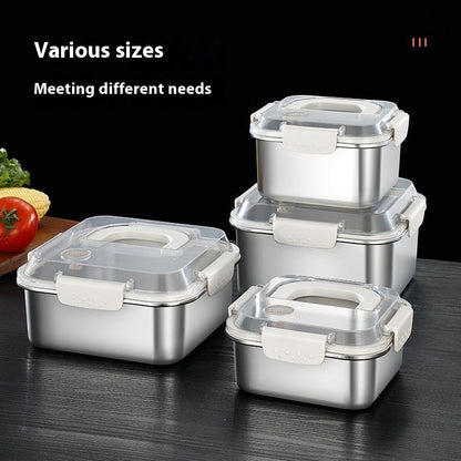 304 Stainless Steel Crisper Square Lunch Box with Handle