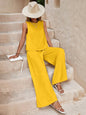 Solid Color Casual Loose Pants Sets for Women Elegant Spring Summer Women's Two Pieces Suit Full Trouser Set Female Outfit Clothes