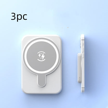 Mini Fast-Charging Magnetic Wireless Power Bank, 5000mAh, Portable.