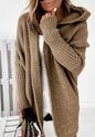 Fashion Bat-Sleeve Hooded Cardigan, Oversized Loose-Fit, Solid Color Sweater for Women’s Clothing.