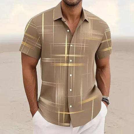 Men's casual button-down shirt, perfect for outdoor activities and vacation style.