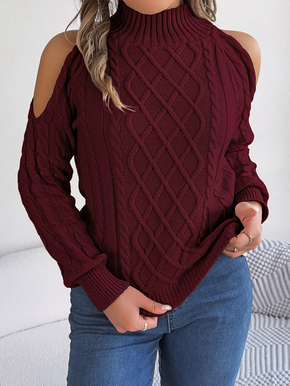 Casual twist strapless sweaters with a half-high collar and long sleeves for women's clothing.