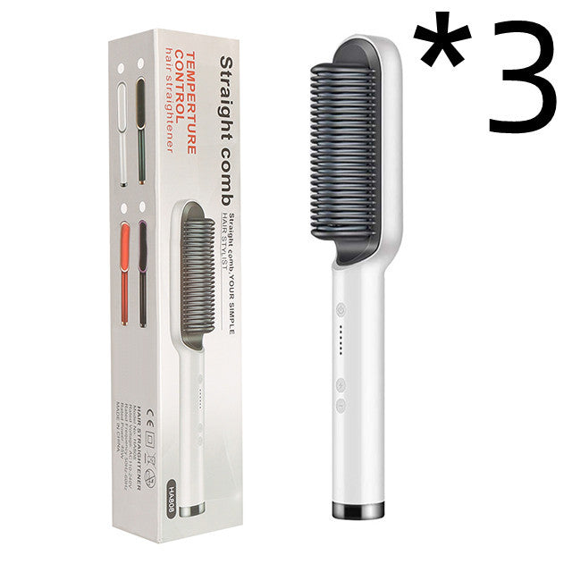New 2 In 1 Hair Straightener Hot Comb Negative Ion Curling Tong Dual-purpose Electric Hairbrush
