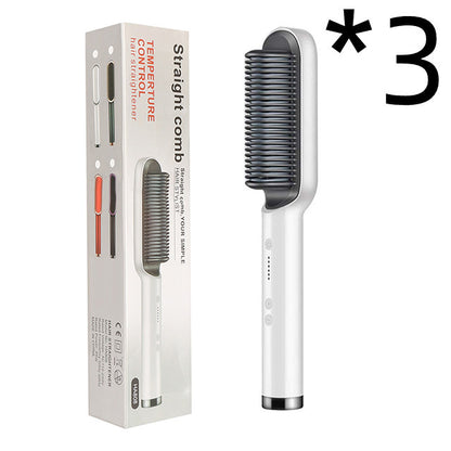 New 2 In 1 Hair Straightener Hot Comb Negative Ion Curling Tong Dual-purpose Electric Hairbrush