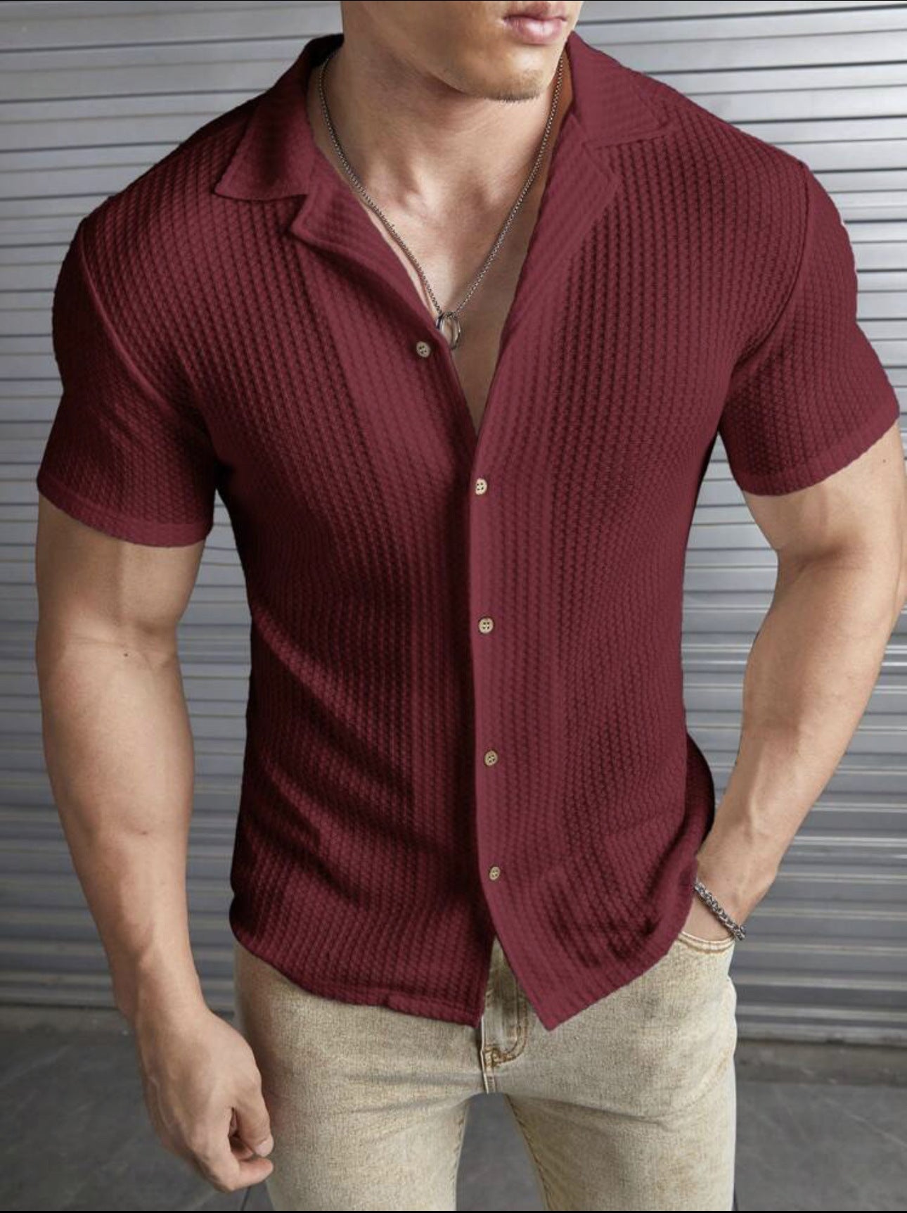 Casual Slim Fit Short Sleeve Top for Men