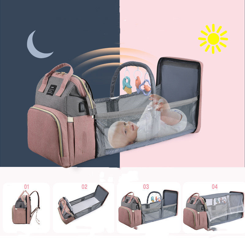 New Mummy Baby Crib Backpack with Large Capacity, Insulated Milk Storage, and Stylish Design for Women.