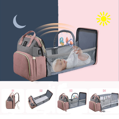 New Mummy Baby Crib Backpack with Large Capacity, Insulated Milk Storage, and Stylish Design for Women.