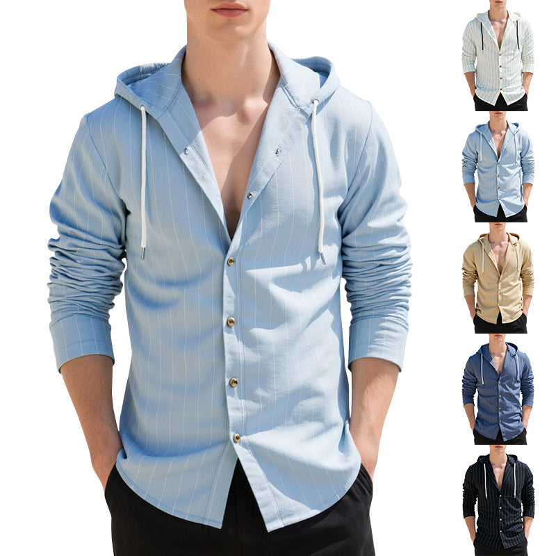 Slim-fit Hooded Cardigan Casual Shirt for Men