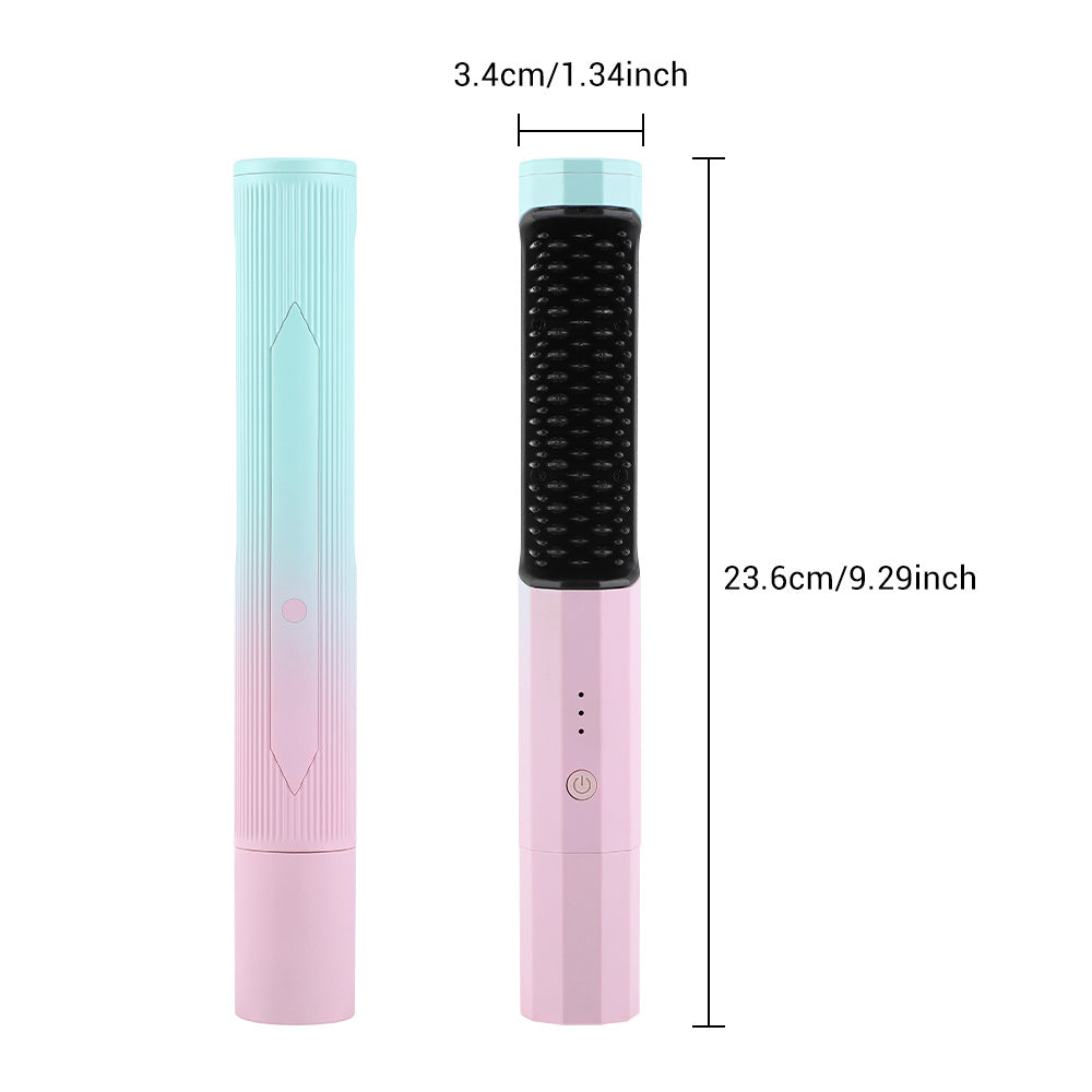 Rechargeable Wireless Hair Straightener and Curler with Straightening Comb. Curling Straighten Dual-purpose Travel Portable USB Charging