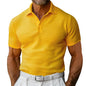 Waffle Short Sleeve Polo Shirt Men's Fashion Summer Lapel Tops