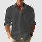 Men's lapel long-sleeve shirt, stylish and solid-colored, featuring a single-breasted design—perfect for fall and spring fashion.