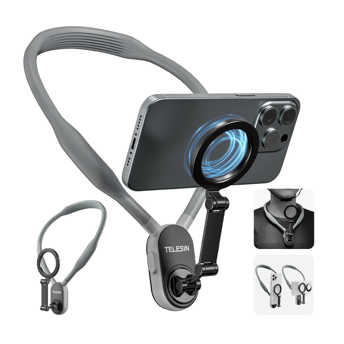 Silicone Phone Magnetic Neck Mount Quick Release Hold for Phone Mag safe Magnetic Suction Cell Phone Neck Hanging Bracket