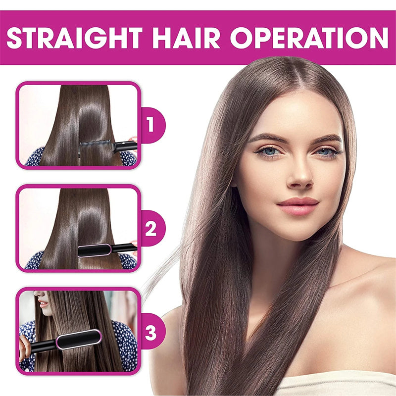 New 2 In 1 Hair Straightener Hot Comb Negative Ion Curling Tong Dual-purpose Electric Hairbrush