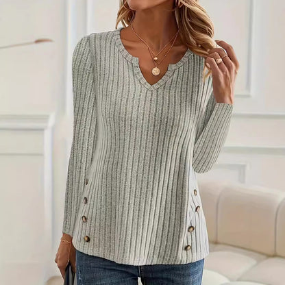 Casual Knitted Button Sweater in a Simple Solid Color