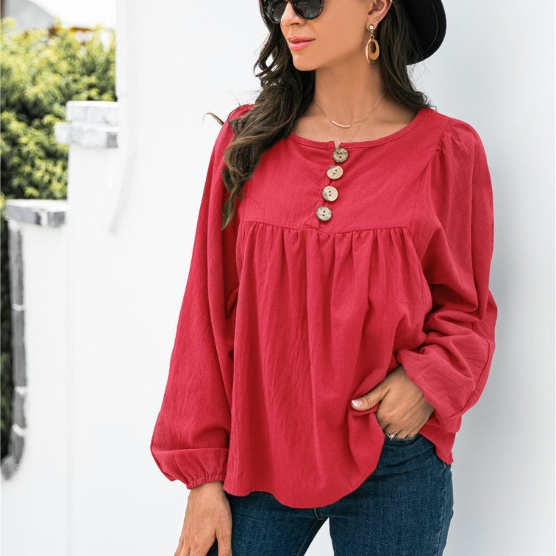 New Loose Button-Up Top for Women - Perfect for Autumn!