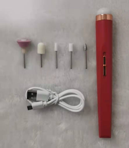 5in1 Manicure Machine Set Electric Nail Drill Polisher Cordless USB Rechargeable with LED Cutters Mill for Manicure Pedicure Accessor
