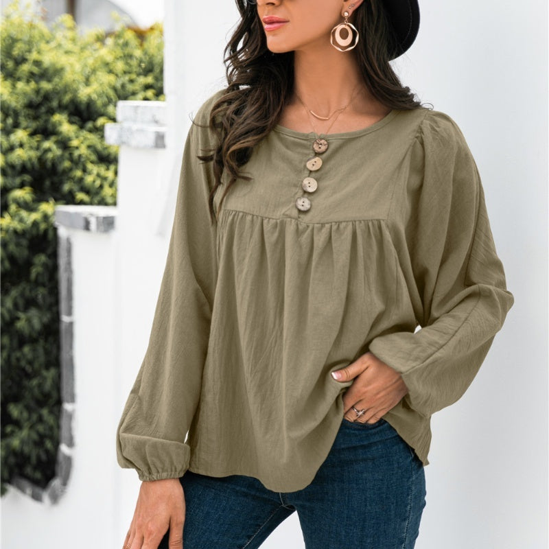 New Loose Button-Up Top for Women - Perfect for Autumn!
