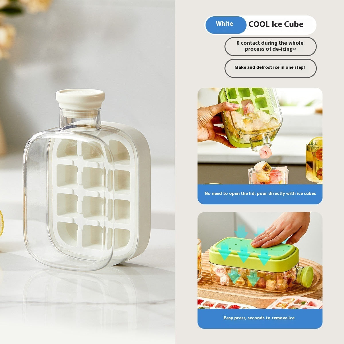 One-Click Molding Cooling Cup, Instant Ice Maker, Zero-Contact Design, Straw Included, Curling Mold, Portable & Stylish Chilled Drink