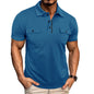 Summer Lapel Button Polo Shirt with Pockets Outdoor Fashion Short Sleeve Tops for Men Clothing