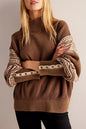 Multi-colored half-turtleneck fashion pullover, perfect for cross-border European and American women's clothing styles.