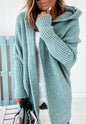 Fashion Bat-Sleeve Hooded Cardigan, Oversized Loose-Fit, Solid Color Sweater for Women’s Clothing.