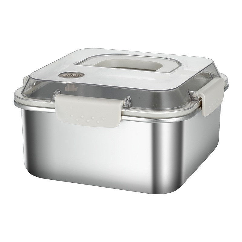 304 Stainless Steel Crisper Square Lunch Box with Handle