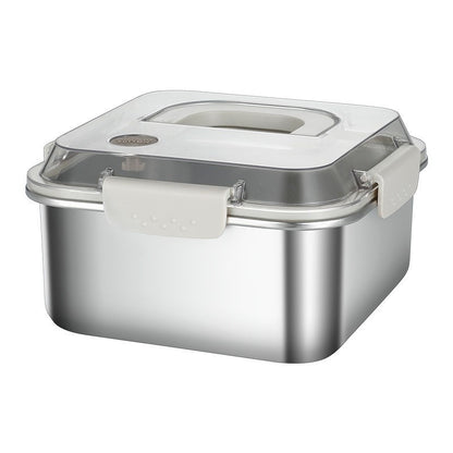 304 Stainless Steel Crisper Square Lunch Box with Handle