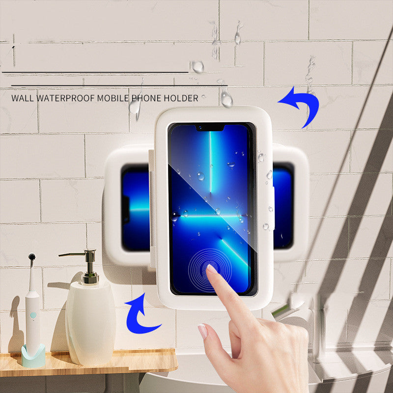 Waterproof Phone Holder for Bathroom and Kitchen, Shower Phone Box with Seal Protection, Touch Screen Compatibility, and Hands-Free Design.