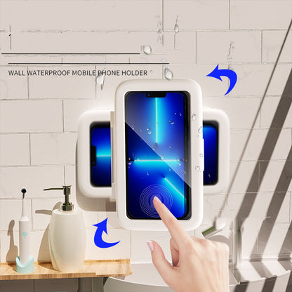 Waterproof Phone Holder for Bathroom and Kitchen, Shower Phone Box with Seal Protection, Touch Screen Compatibility, and Hands-Free Design.