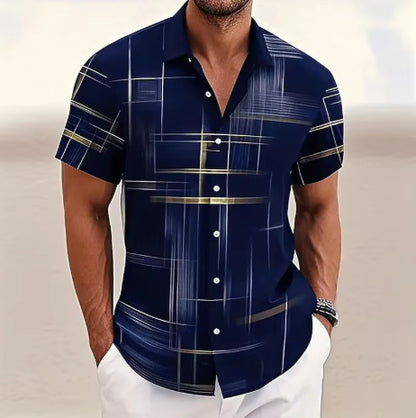 Men's casual button-down shirt, perfect for outdoor activities and vacation style.