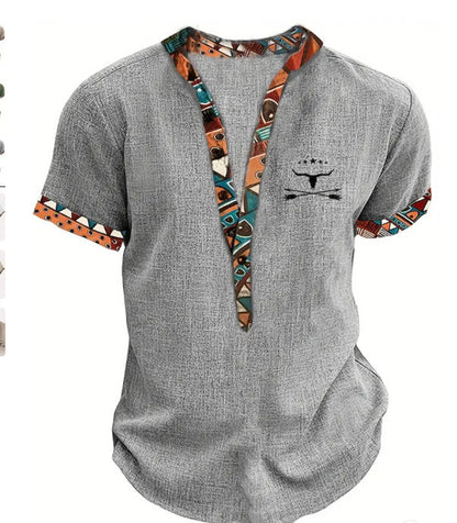 European and American 3D-printed youth shirt with six buttons and short sleeves.