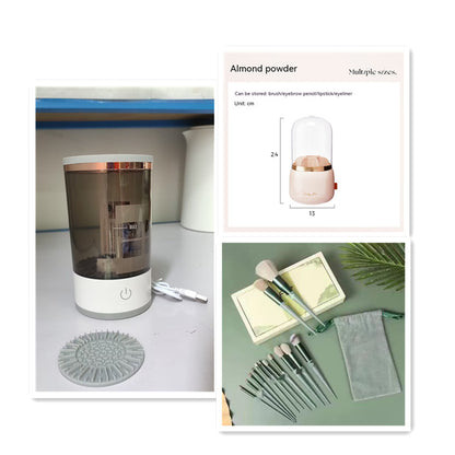Portable Electric Makeup Brush Cleaner Machine for Women, Automatic Cosmetic Brush Cleaner with USB Charging, Ideal for Cleaning Eye Shadow Brushes.