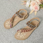 Bohemian Thong Sandals Summer Fashion Flowers Flat Beach Shoes For Women