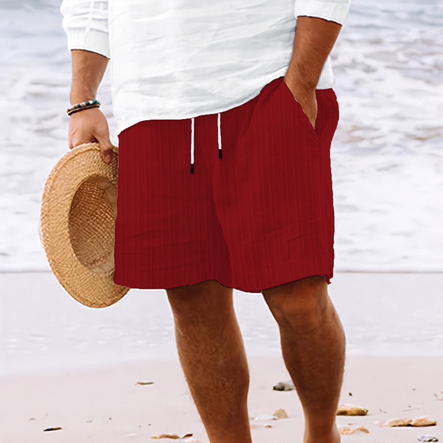 Striped Print Shorts with a Drawstring for a Stylish Summer Look. Casual Clothing for Men