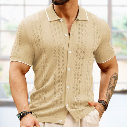 Short-sleeved Polo Shirt Summer Button Lapel Top Fashion Businessmen's Clothing