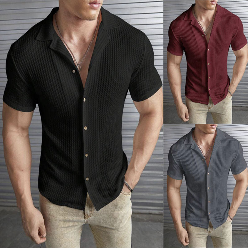 Casual Slim Fit Short Sleeve Top for Men
