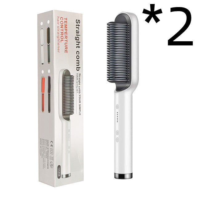 New 2 In 1 Hair Straightener Hot Comb Negative Ion Curling Tong Dual-purpose Electric Hairbrush