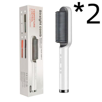 New 2 In 1 Hair Straightener Hot Comb Negative Ion Curling Tong Dual-purpose Electric Hairbrush