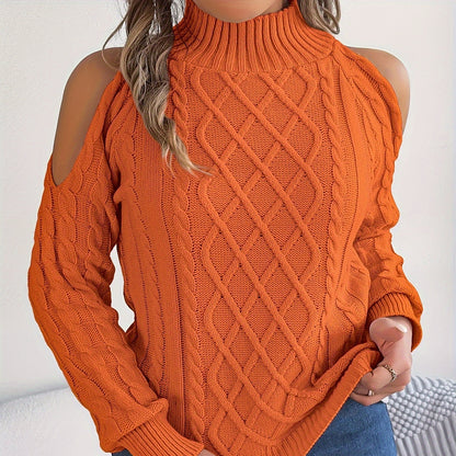 Casual twist strapless sweaters with a half-high collar and long sleeves for women's clothing.