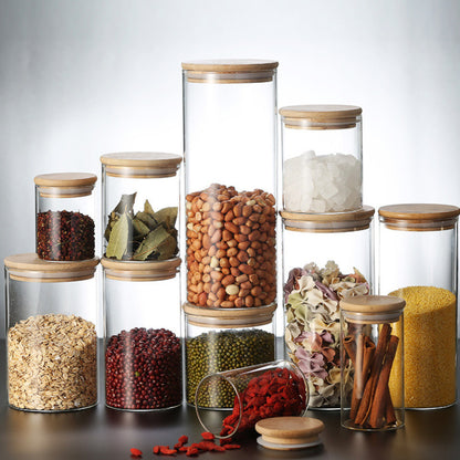 High borosilicate glass tea cans, sealed storage containers, transparent tea jars, whole grain storage, candy jars.