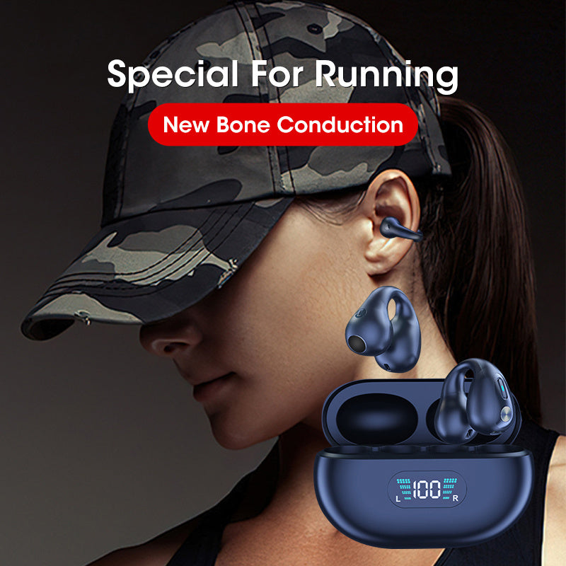 Bone Conduction Headphones, TWS Earbuds, Ear Clip, Bluetooth 5.3 Touch Wireless Earphones, In-Ear Bass Hi-Fi Sports Headset.